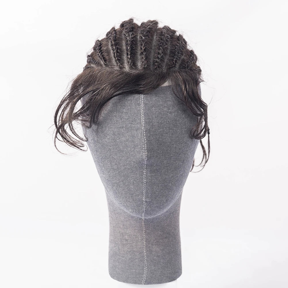 Hot Selling High Quality 100% Brazilian Virgin Human Hair Hairline Afro Cornrow Braids Toupee for Black Men