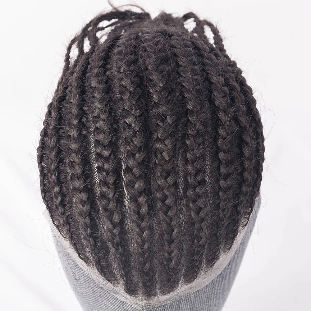 Ready to Ship Ntaural Black 100% Brazilian Hair PU Size 8X10 Toupee Box Braids for Black Men Afro Twist Toupee