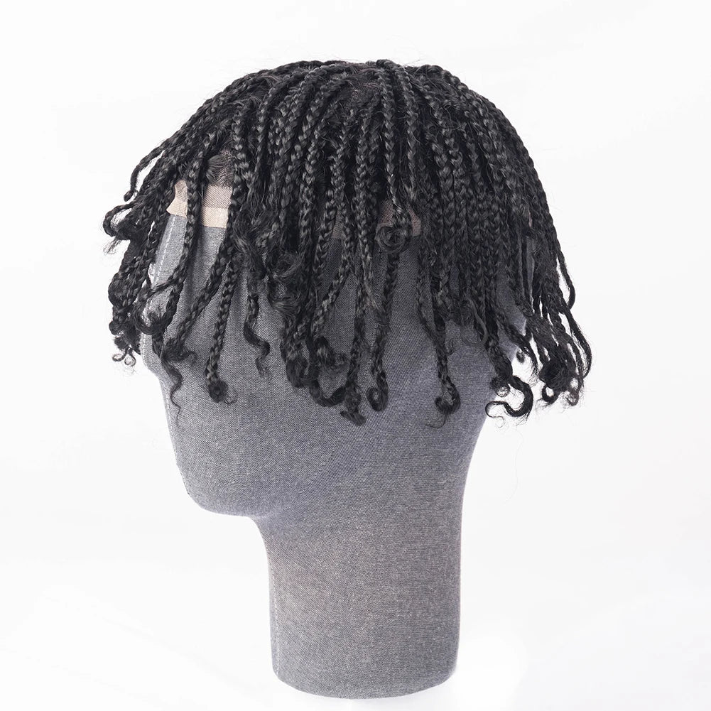 Hot Selling Wholesale Price Black 100% Brazilian Hair Full Lace 8X10 Toupee Box Braids for Black Men Afro Twist Toupee