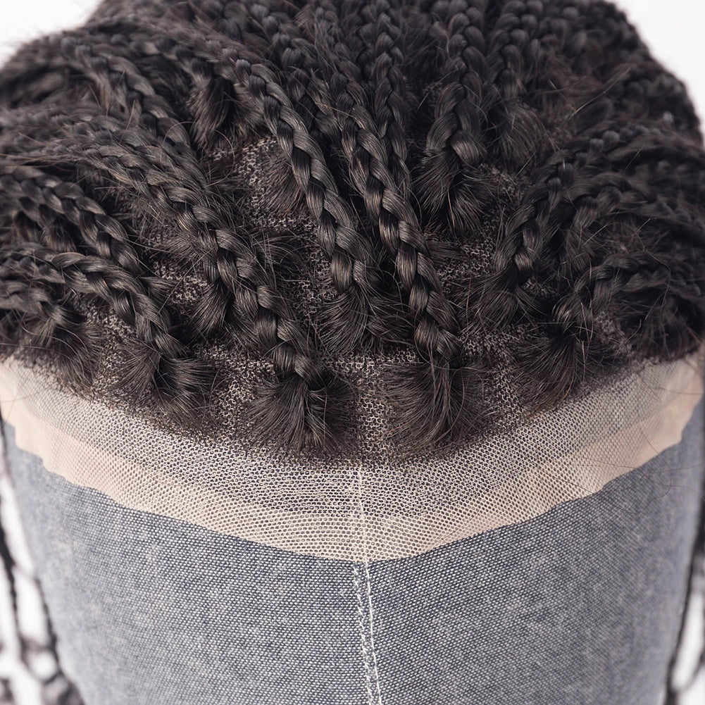 Hot Selling High Quality Ready to Ship Natural Black 100% Brazilian Hair Lace 8X10 Toupee Box Braids for Men Afro Twist Toupee