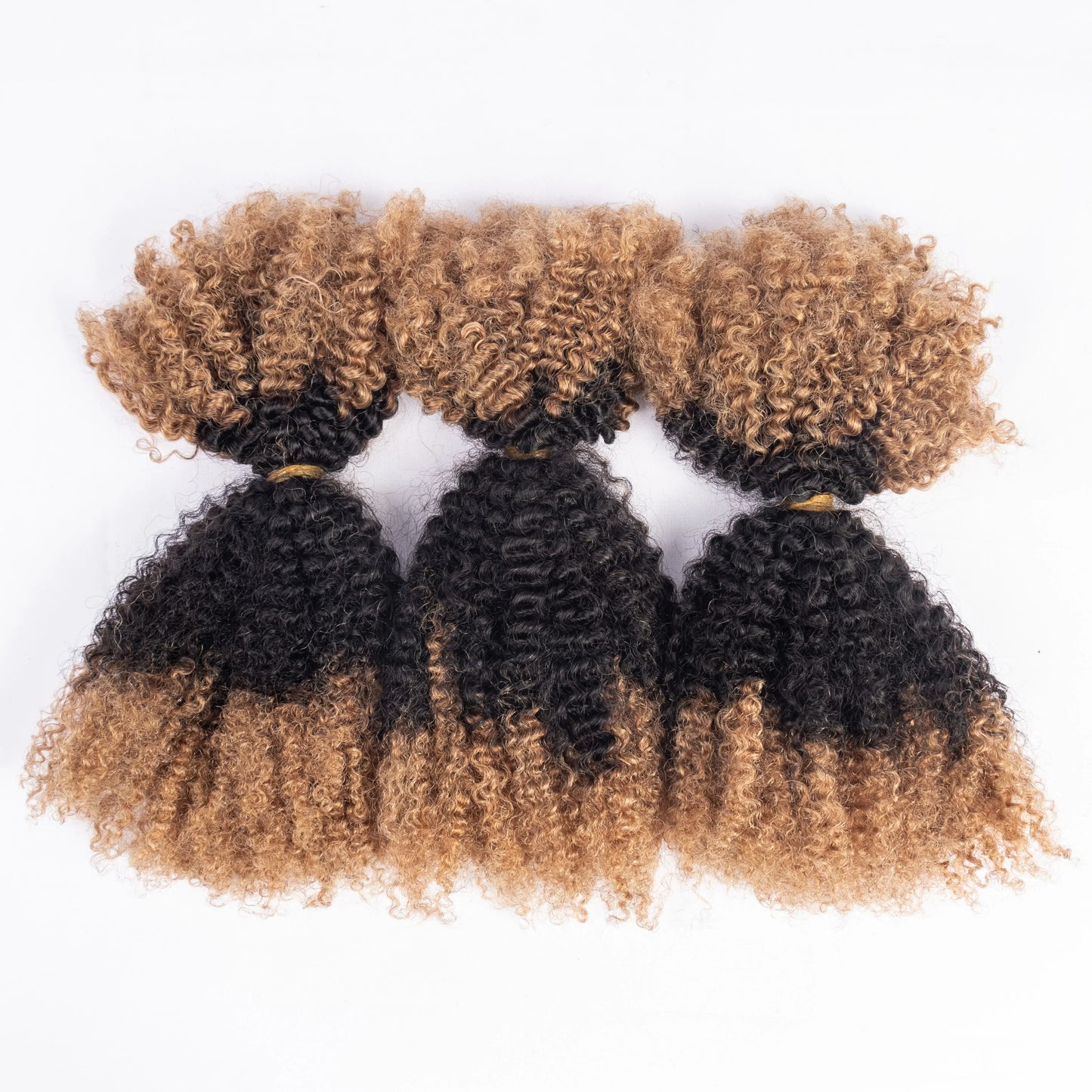 Hot Selling Ombre #30/4/30 Afro Kinky Human Hair Bulk for Braiding Afro Curly Hair Bulk Human Hair for Braiding