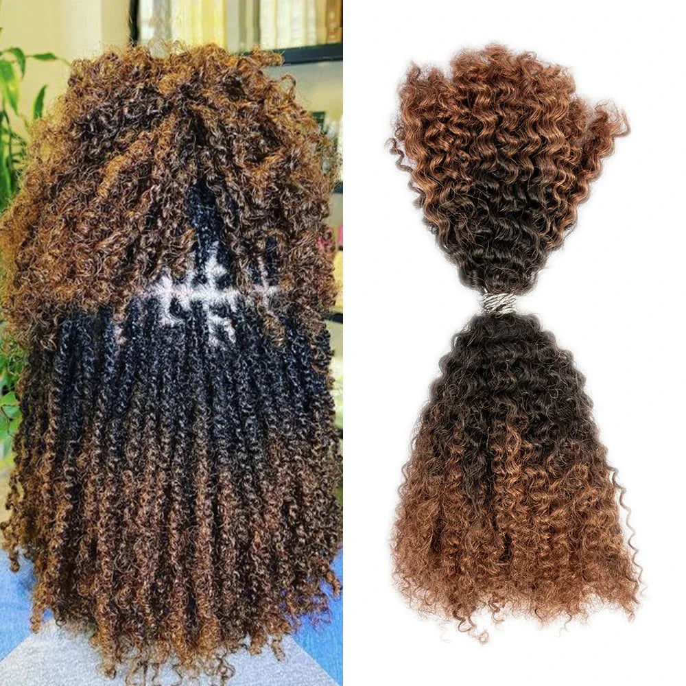 Afro Kinky Curly Bulk Hair 100% Human Hair Customized Color 8-28 Inch Hair Extensions for Braiding No Weft