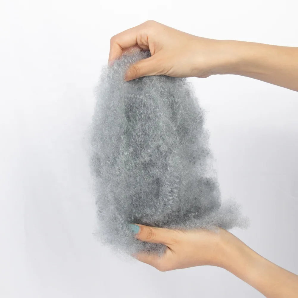 Hot Selling Wholesale Afro Kinky Curly Human Bulk Hair 30g Salt and Pepper Grey Afro Kinky Bulk Human Hair for Braids