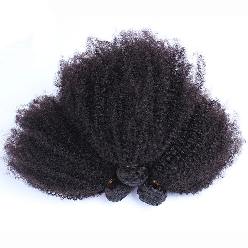 100% Human Hair Weft Extension 4B4C Afro Kinky Curly Human Hair Bundles Natural Black Color