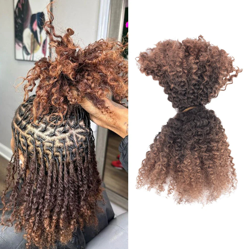 Wholesale Ombre Afro Kinky Bulk Hair Natural Color 30/4/30 30g 12A Cheap Afro Kinky Curly Human Braiding Hair