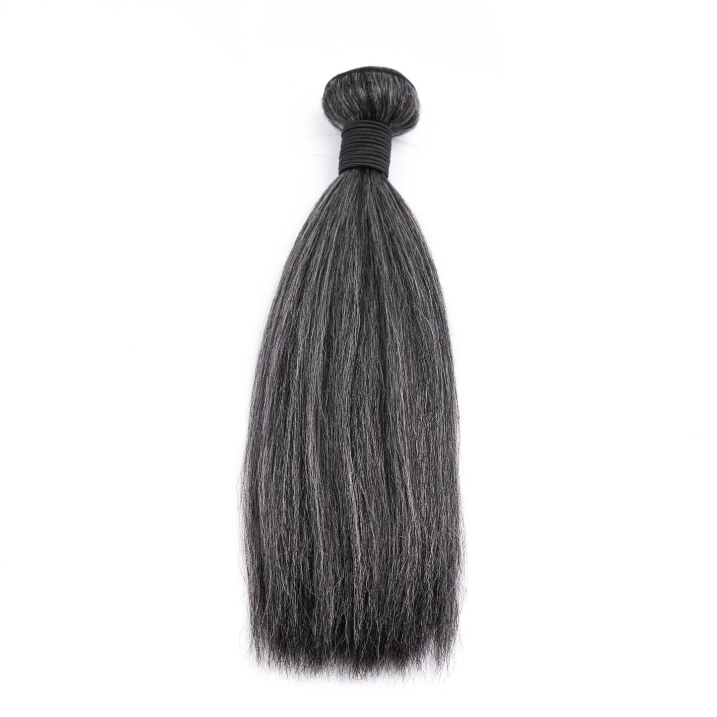 Grey Hair Bundle Yaki Straight 100% Human Hair Bundle Grey Hair Extension