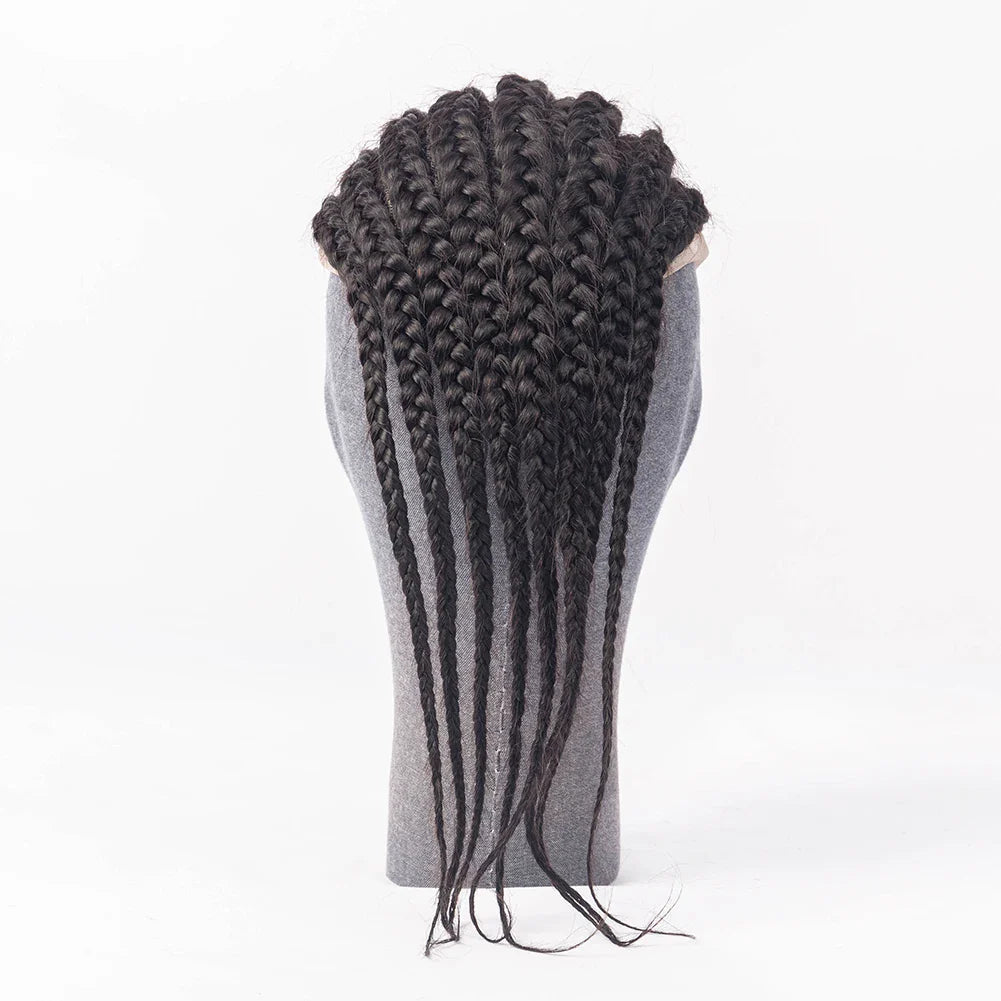 High Quality Wholesale Price 100% Human Virgin Hair Toupee for Afro Black Men Full Lace Afro Cornrow Braids Toupee