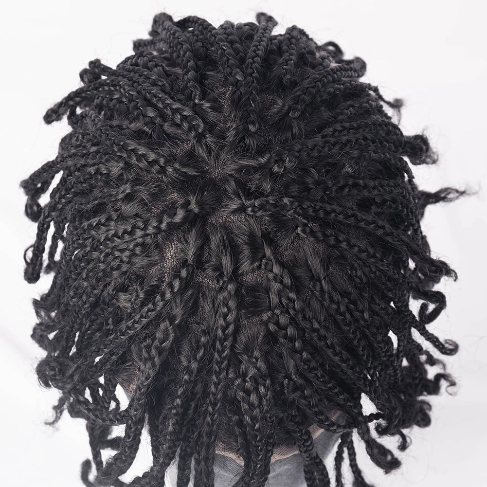 Hot Selling Wholesale Price Black 100% Brazilian Hair Full Lace 8X10 Toupee Box Braids for Black Men Afro Twist Toupee
