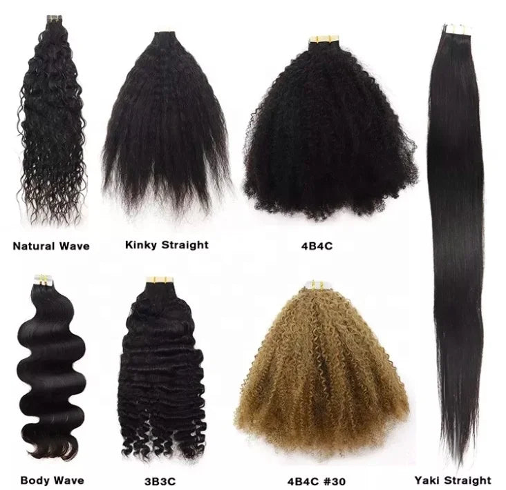 Wholesale Long Tape Weft Human Hair Unprocessed Virgin Hair High Ratio Tape in Hair Extensions