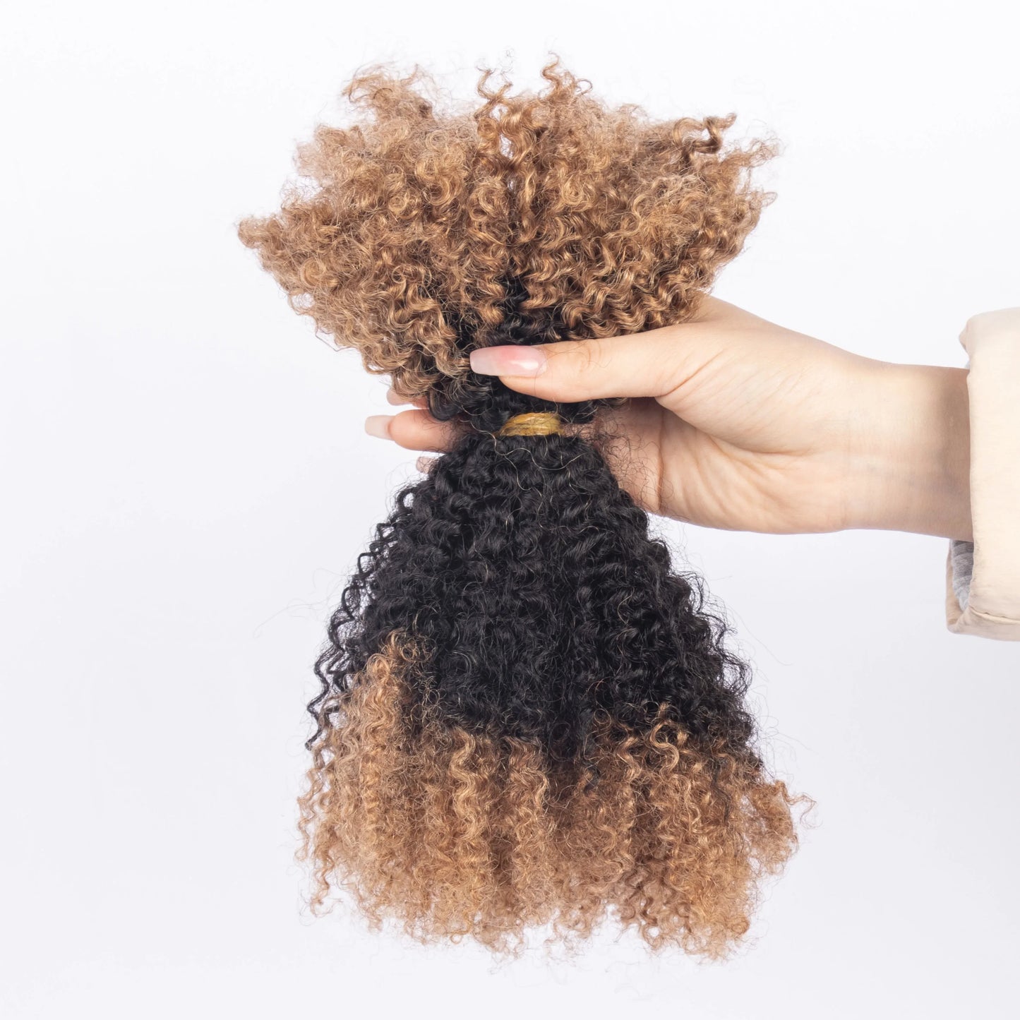 Hot Selling Ombre Color #27/1b/27 Afro Kinky Human Hair Bulk for Braiding Afro Curly Hair Bulk for Twist