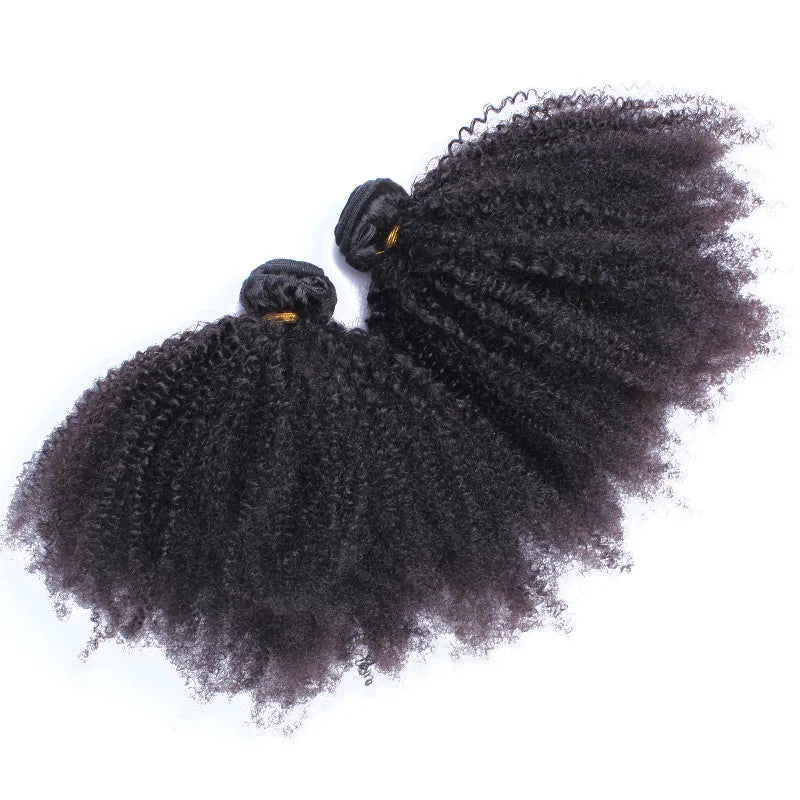 100% Human Hair Weft Extension 4B4C Afro Kinky Curly Human Hair Bundles Natural Black Color