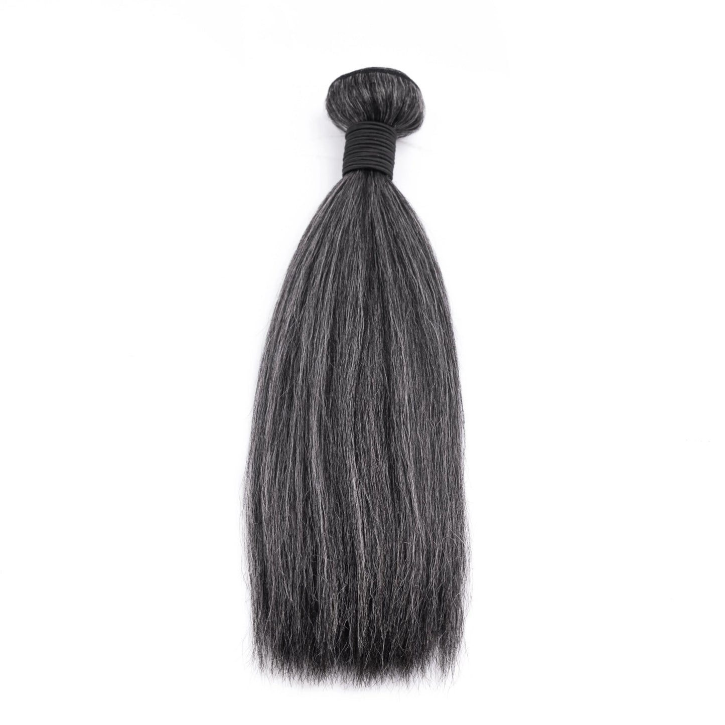 Grey Hair Bundle Yaki Straight 100% Human Hair Bundle Grey Hair Extension
