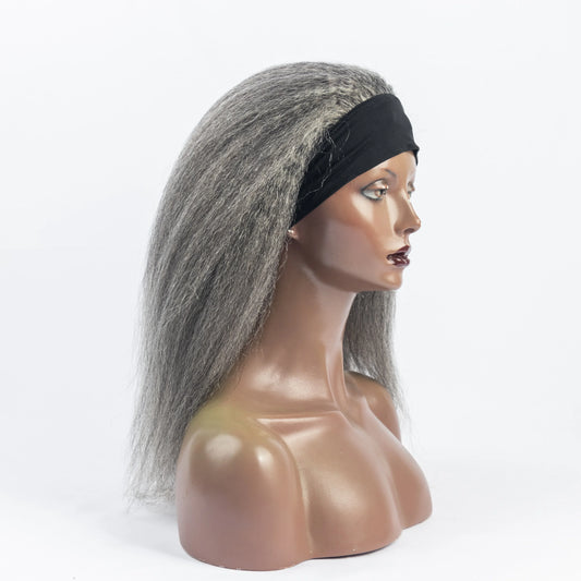 Human Hair 100% Grey Natural Virgin Hair Headband Wig Raw Materials Grey Machine Made Wig
