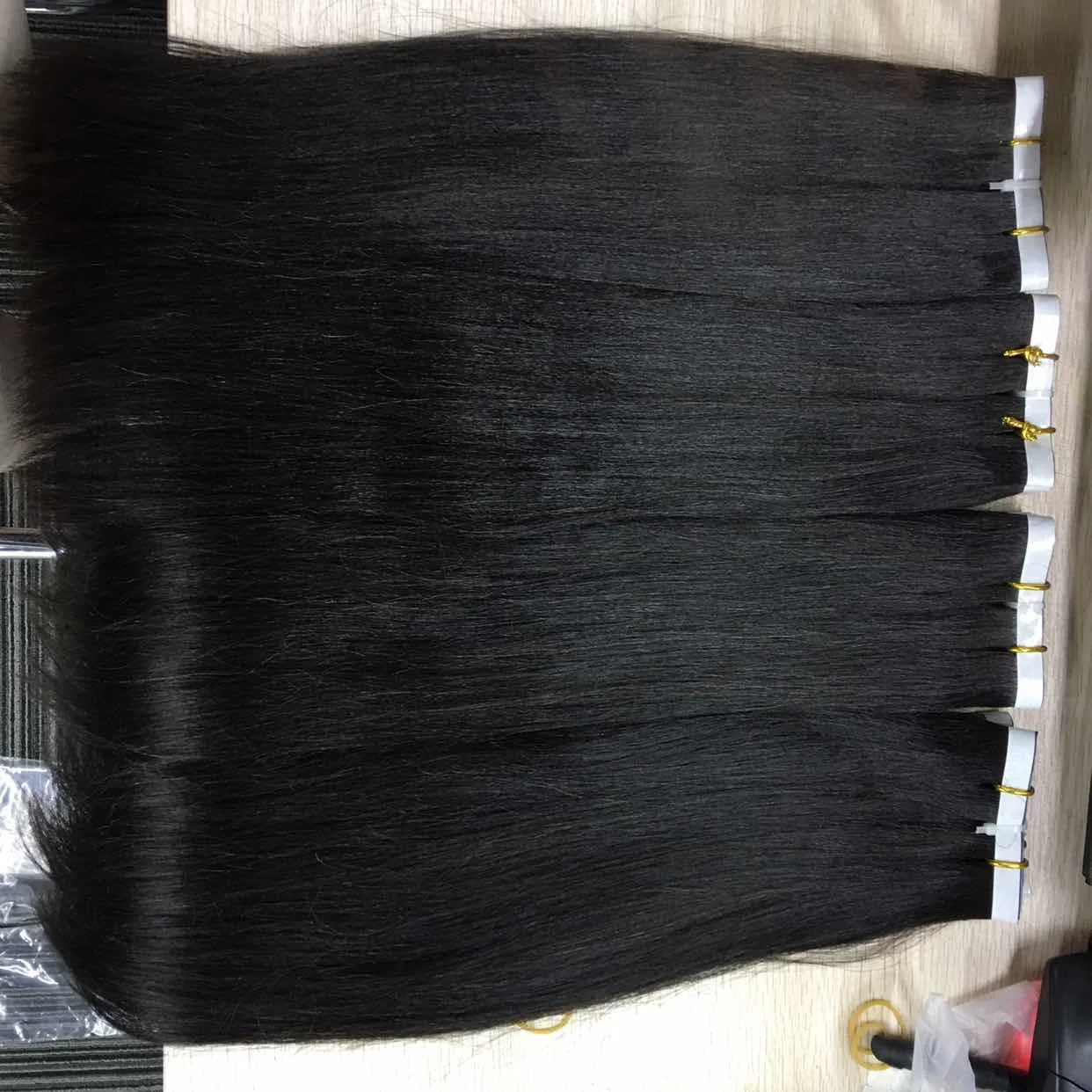 Wholesale Long Tape Weft Human Hair Unprocessed Virgin Hair High Ratio Tape in Hair Extensions