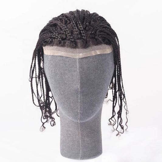 Wholesale Price Jet Black 100% Brazilian Hair Full Lace 8X10 Toupee Box Braids for Black Men Afro Twist Toupee