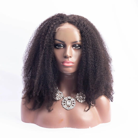 Hot Selling Products 2023 Natural Black 4B Kinky Curly Invisible Knots 100% Virgin Human Hair 6x6 Lace Front Wig