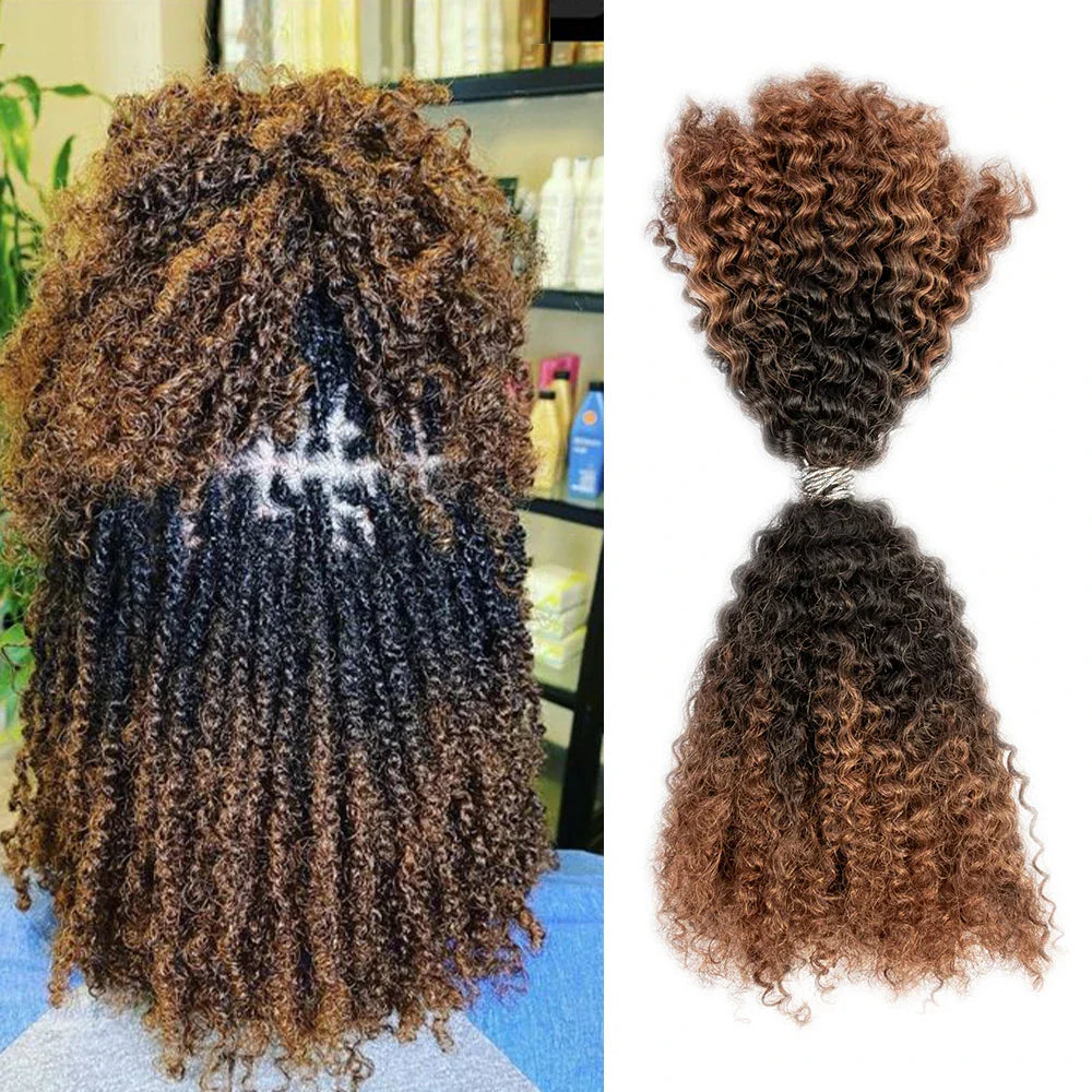 100% Human Hair Afro Kinky Bulk Hair 30/1b/30 Customize Color 12A Cheap Afro Kinky Bulk Human Hair for Braiding