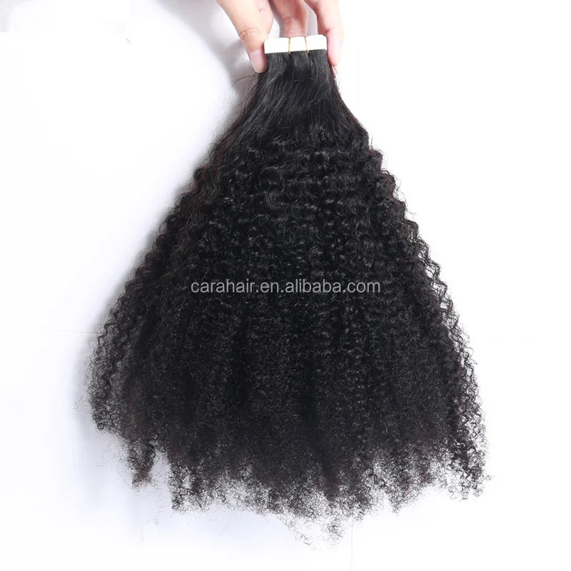 Hot Selling Afro Kinky Curly Tape in Hair Extensions for Black Women 4b4c Kinky Curly Adhesive Tape Ins