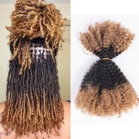 Hot Selling Ombre #30/4/30 Afro Kinky Human Hair Bulk for Braiding Afro Curly Hair Bulk Human Hair for Braiding