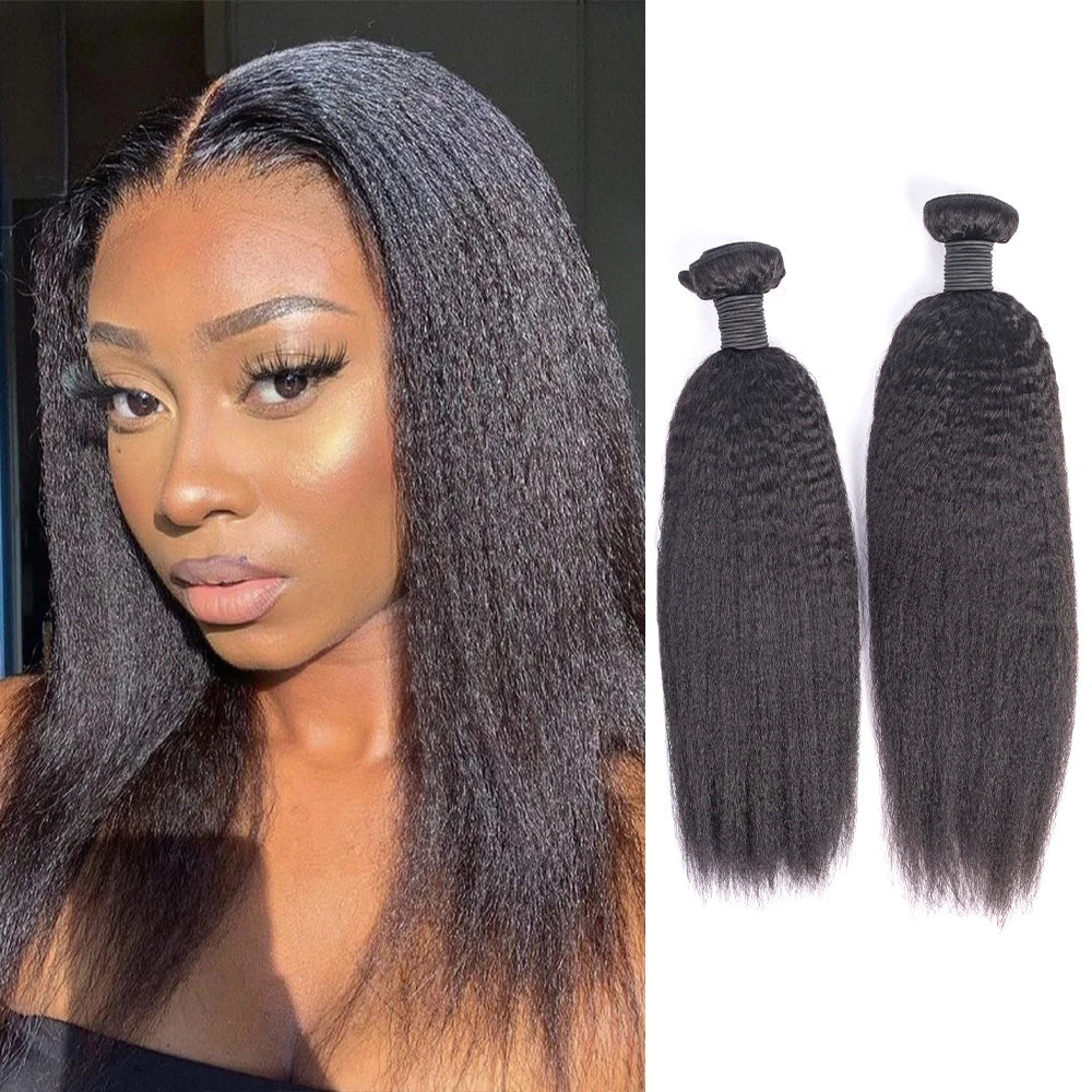 Shoumei Double Drown 100% Virgin Human Hair Bundles Customized Color Kinky Straight Texture Hair Weaving for Hair Extension