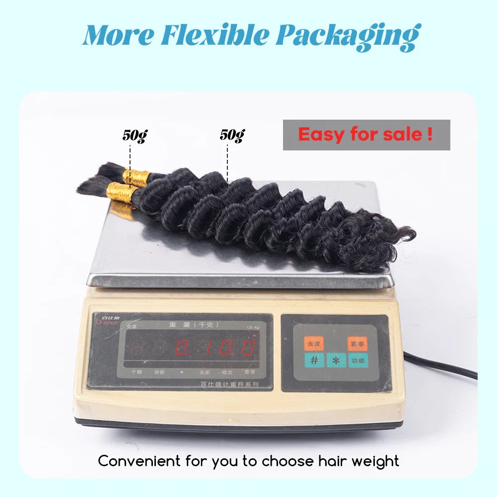 Deep Wave Color Human Bulk Extensions  100% Unprocessed Indian Curly Remy Bulk Human Hair for Braiding