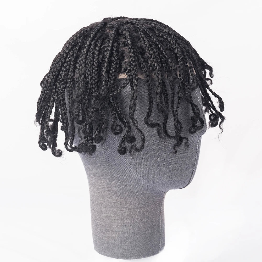 Hot Selling Wholesale Price Black 100% Brazilian Hair Full Lace 8X10 Toupee Box Braids for Black Men Afro Twist Toupee