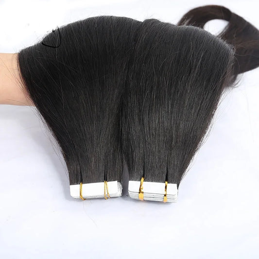 Light Yaki Straight Tape in Human Hair Extensions Black Women Brazilian Tape in Coarse Yaki Microlink Microloop Hair Extensions
