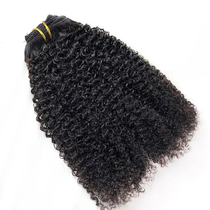 Hot Selling Curly Clip In 100% Human Virgin Hair Brazilian Afro Kinky Curly 4b4c Clip in Hair Extensions