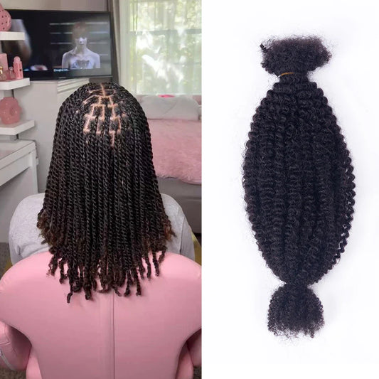 Hot Selling Afro Curly Bulk for Twist 100% Human Hair Afro Kinky Marley Human Braiding Hair Spring Twist Hair