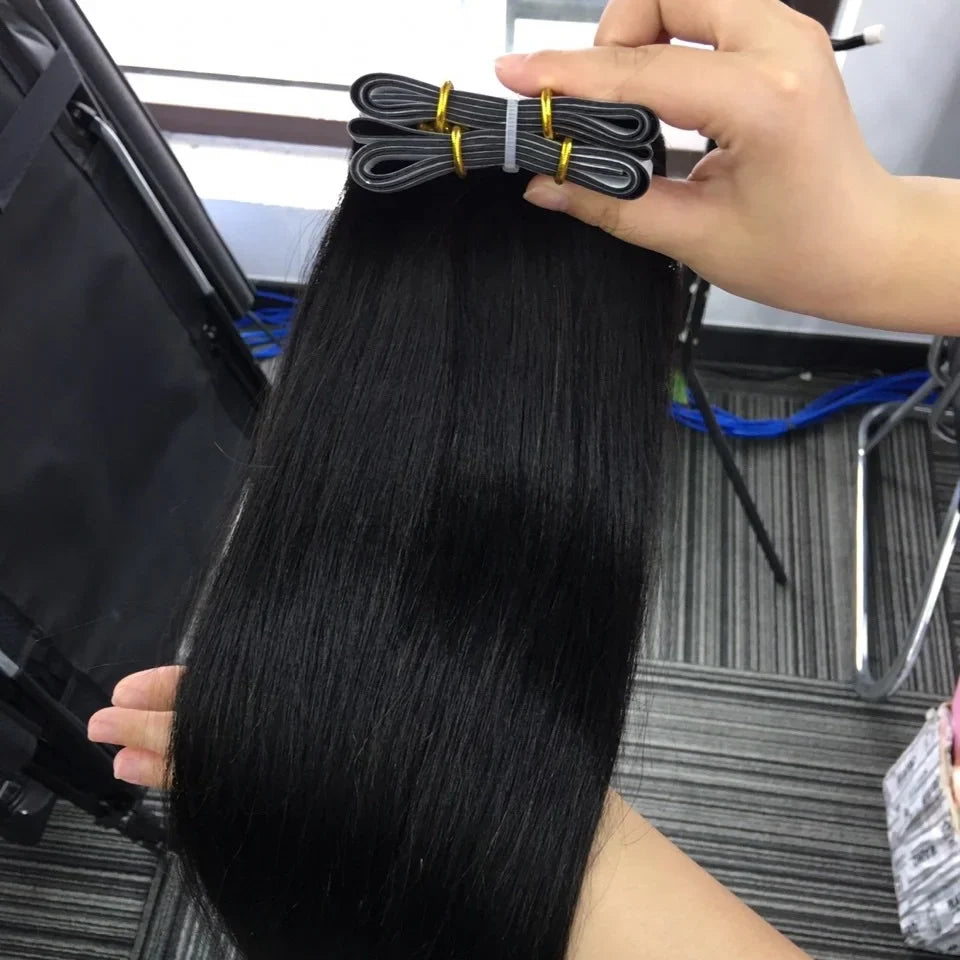 Wholesale Long Tape Weft Human Hair Unprocessed Virgin Hair High Ratio Tape in Hair Extensions