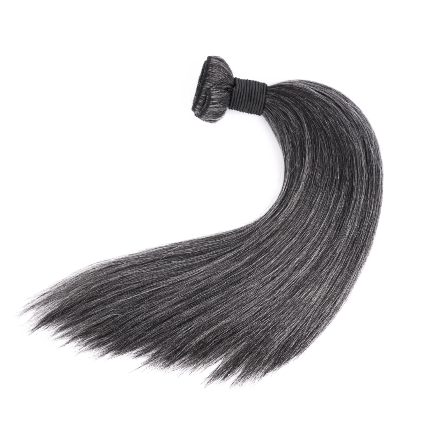 Grey Hair Bundle Yaki Straight 100% Human Hair Bundle Grey Hair Extension