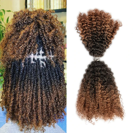 Afro Kinky Curly Bulk Hair 100% Human Hair Customized Color 8-28 Inch Hair Extensions  for Braiding No Weft