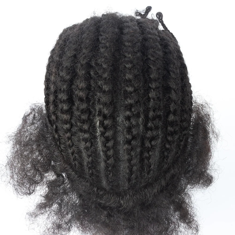Wholesale Price Jet Black 100% Brazilian Hair 8X10 Toupee Box Braids for Black Men Afro Twist Toupee