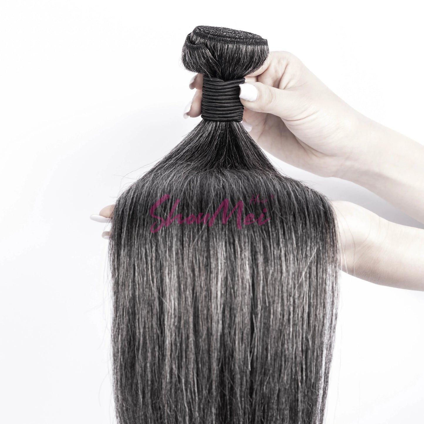 10A Natural Brazilian Hair Bundles with Closure 16-18 Inch Double Drawn Highlights 1B/Grey 100% Human Hair