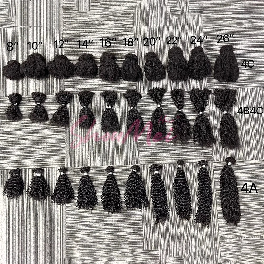 100% Human Hair Afro Kinky Bulk Hair 30/1b/30 Customize Color 12A Cheap Afro Kinky Bulk Human Hair for Braiding