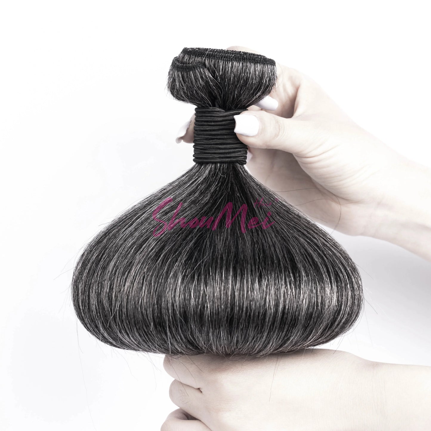 10A Natural Brazilian Hair Bundles with Closure 16-18 Inch Double Drawn Highlights 1B/Grey 100% Human Hair