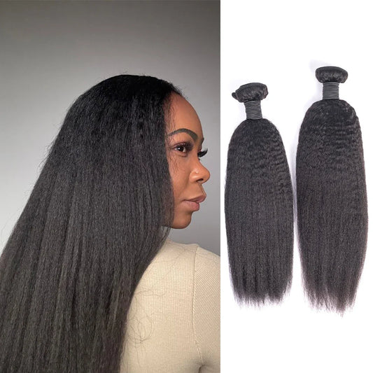 Shoumei Double Drown 100% Virgin Human Hair Bundles Customized Color Kinky Straight Texture Hair Weaving for Hair Extension