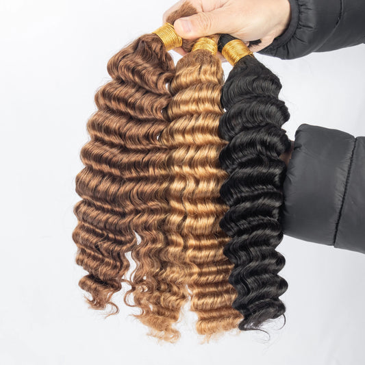Hot Selling Human Hair Bulk No Weft 12A Indian Deep Wave Bulk Braiding Hair for Braids 100g
