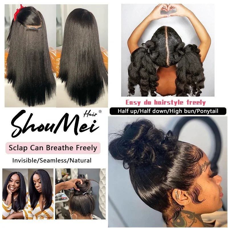 Light Yaki Straight Tape in Human Hair Extensions Black Women Brazilian Tape in Coarse Yaki Microlink Microloop Hair Extensions