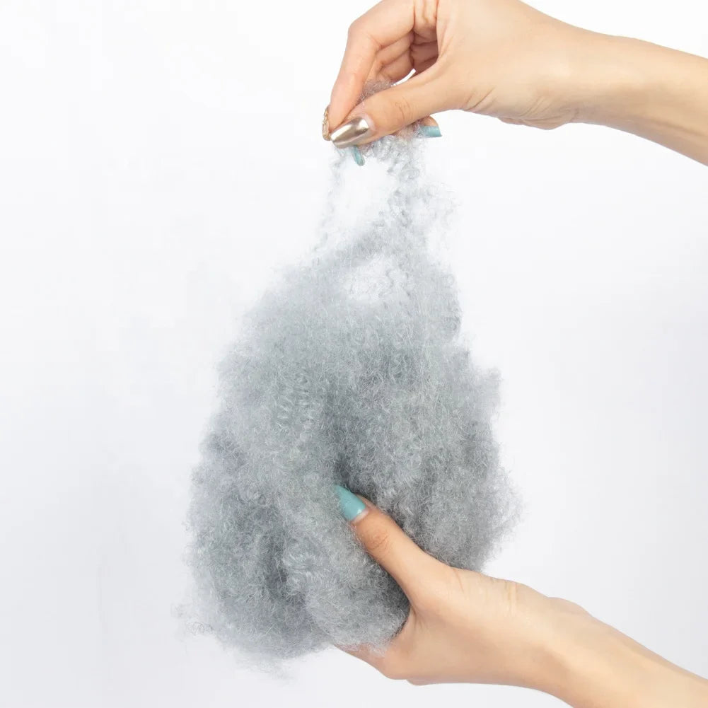 Hot Selling Wholesale Afro Kinky Curly Human Bulk Hair 30g Salt and Pepper Grey Afro Kinky Bulk Human Hair for Braids