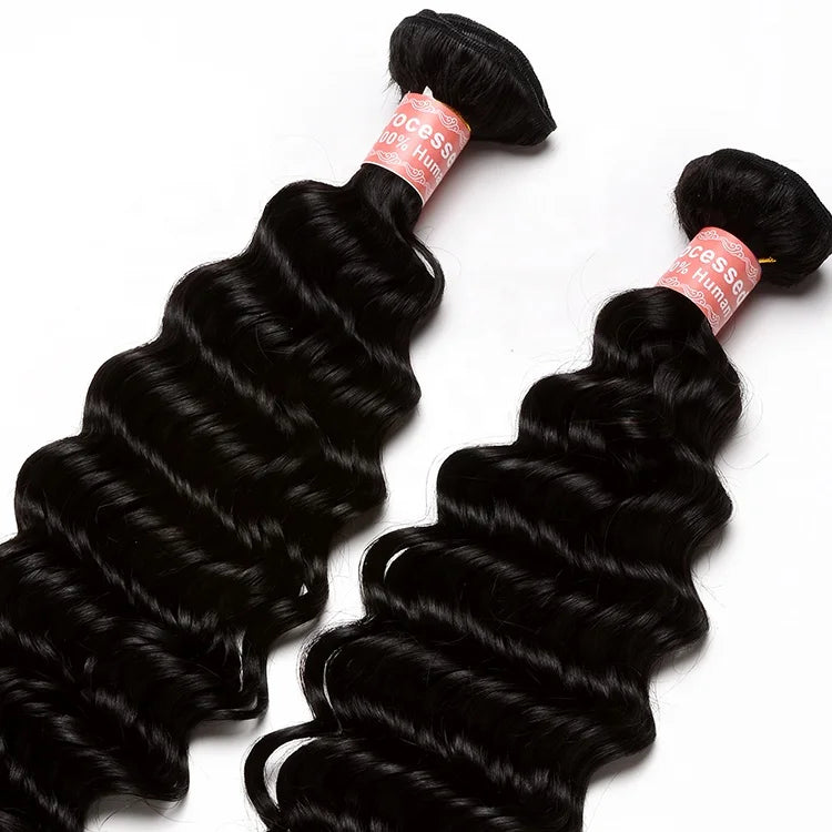 Wholesale Customized Color 10-30 Inch Yaki Straight  Deep Wavy Bundles 100% Human Hair Weft