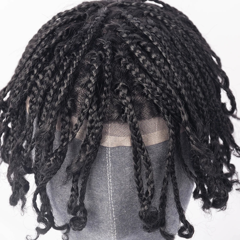 Hot Selling Wholesale Price Black 100% Brazilian Hair Full Lace 8X10 Toupee Box Braids for Black Men Afro Twist Toupee