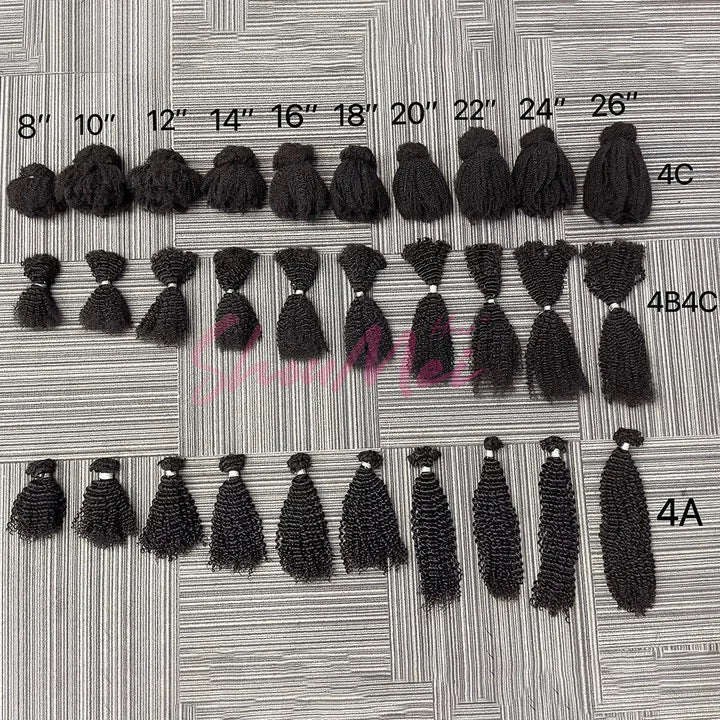 Hot Selling Kinky Curly Bulk Raw Braiding Hair Ombre Color 4B4C 8-28 Inch Afro Kinky Bulk Human Hair