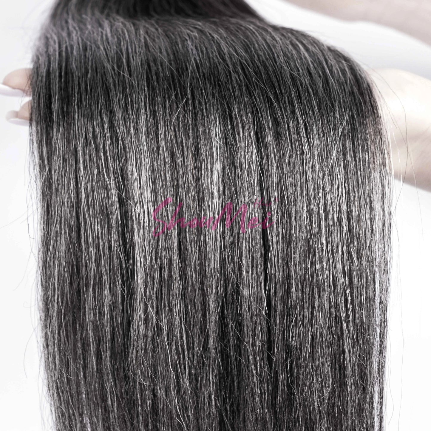 10A Natural Brazilian Hair Bundles with Closure 16-18 Inch Double Drawn Highlights 1B/Grey 100% Human Hair
