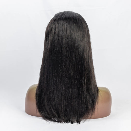 Ready to Ship 100% Virgin Remy Human Hair 16inch Straight 5x5 Swiss Transparent Lace Frontal Wig