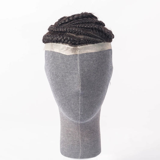 High Quality 1000% Human Virgin Hair Toupee for Afro Black Men Full Lace Afro Cornrow Braids Toupee