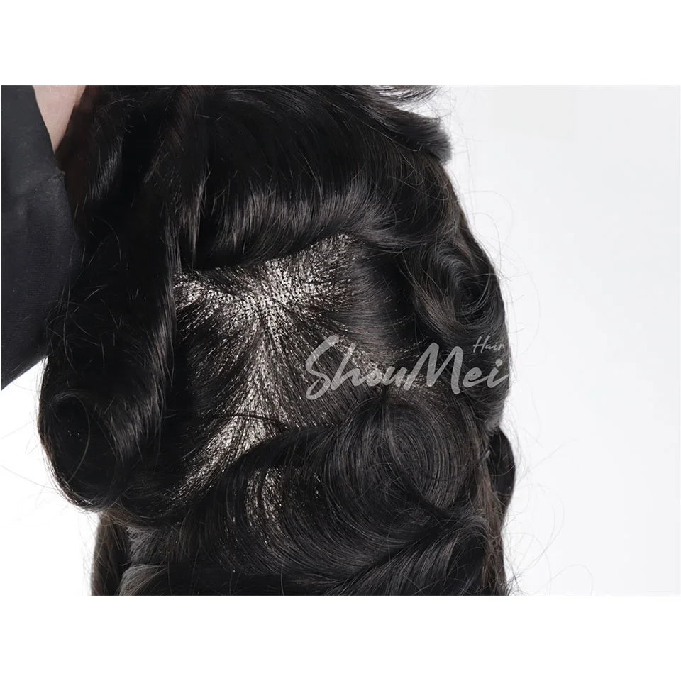 New Silicon Toupee 8x10 Human Hair Replacement System Wigs Prosthesis Toupee Hair Patch for Men Natural Wave