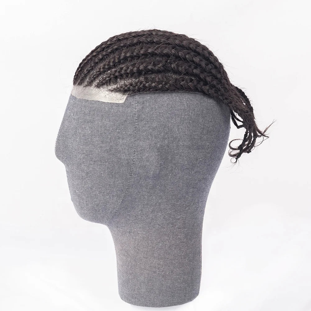 Ready to Ship Ntaural Black 100% Brazilian Hair PU Size 8X10 Toupee Box Braids for Black Men Afro Twist Toupee