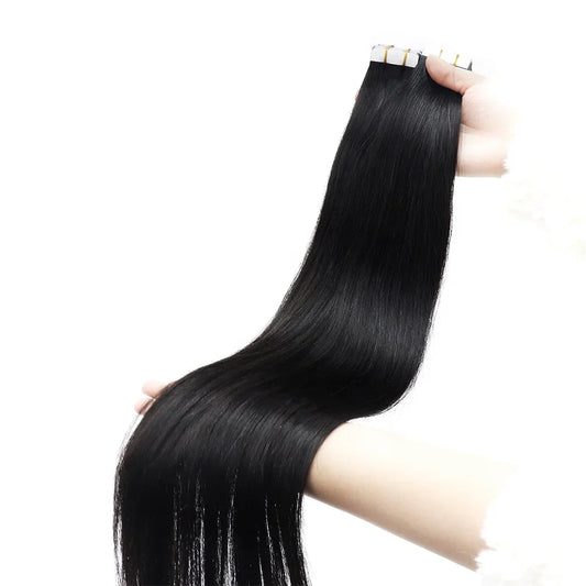 Yaki Straight  Tape in Human Hair Extensions 40Pcs Brazilian Yaki Straight Tape Ins for Black Women 10-30 Inch