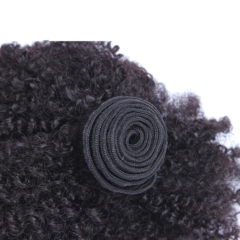 100% Human Hair Weft Extension 4B4C Afro Kinky Curly Human Hair Bundles Natural Black Color